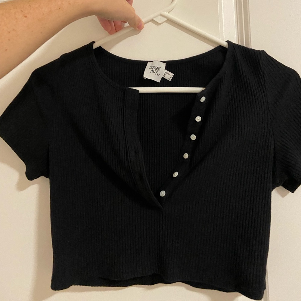black ribbed princess polly crop top